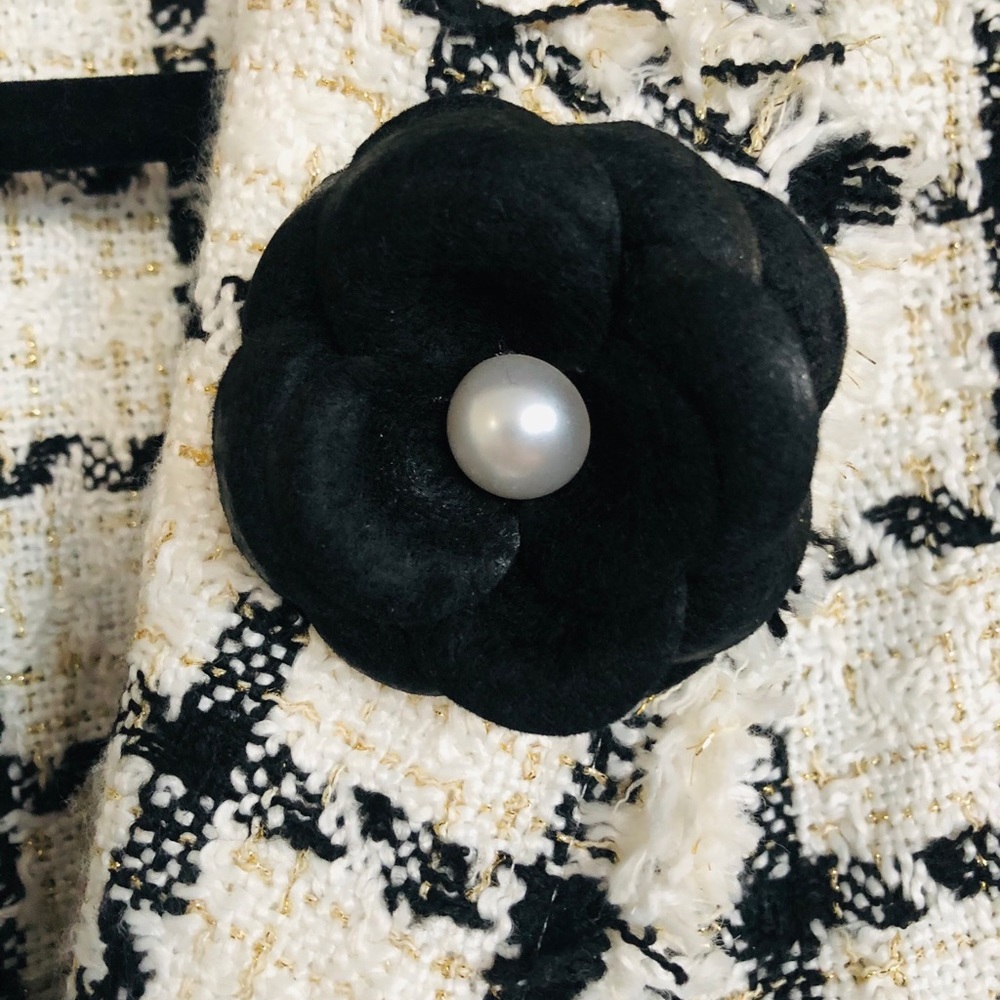 Black Camellia Flower Pin Brooch